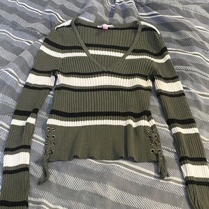 No Boundaries Olive Ribbed Knit Top